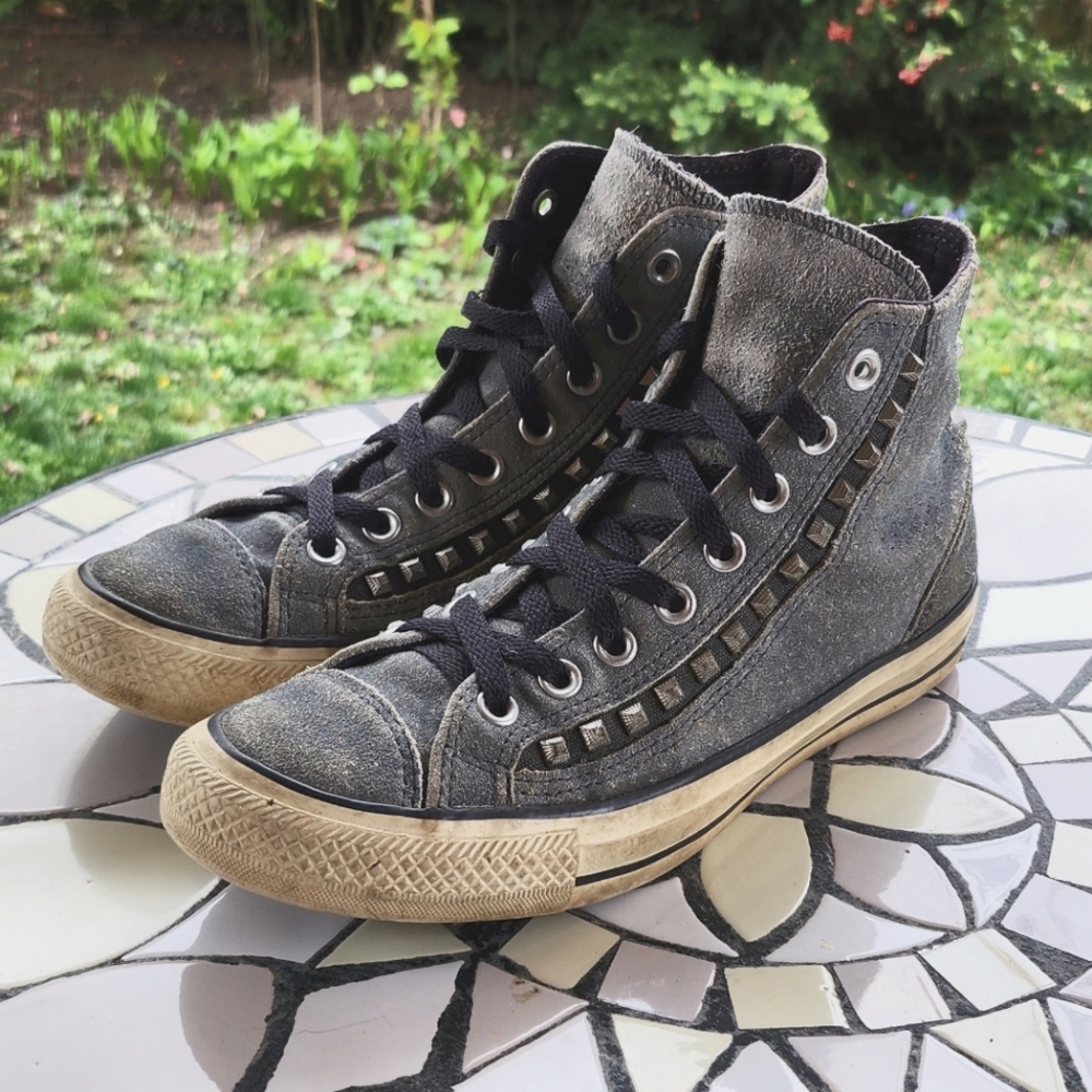 High top studded suede converse